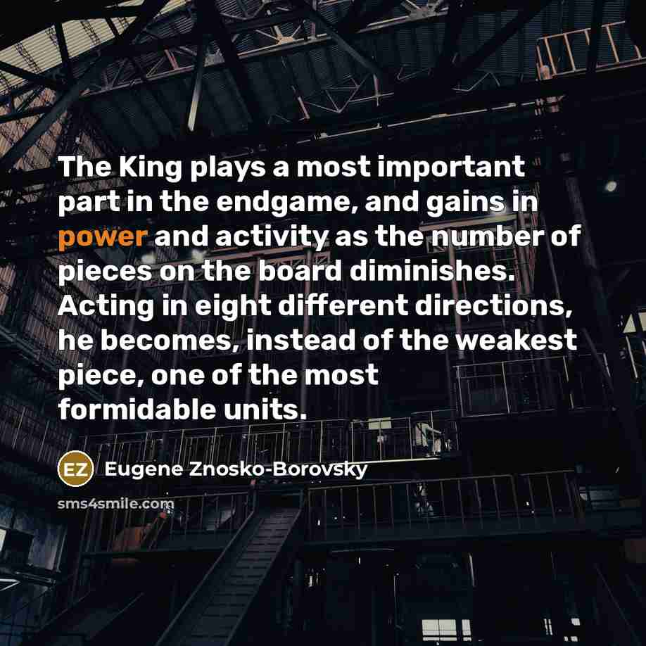 “The King plays a most important part in the endgame,…” quote by Eugene Znosko-Borovsky
