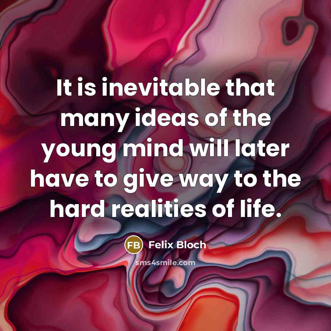 “It is inevitable that many ideas of the young mind…” quote by Felix Bloch