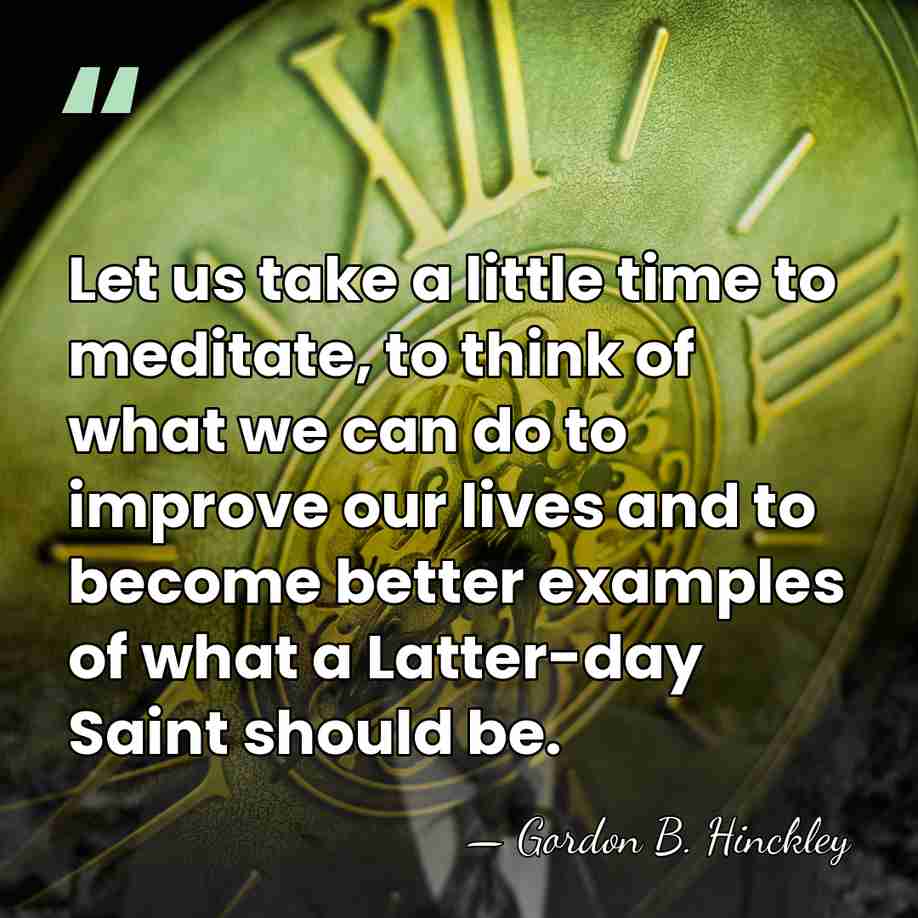 Let us take a little time to meditate, to think of what&hellip; - Gordon B. Hinckley