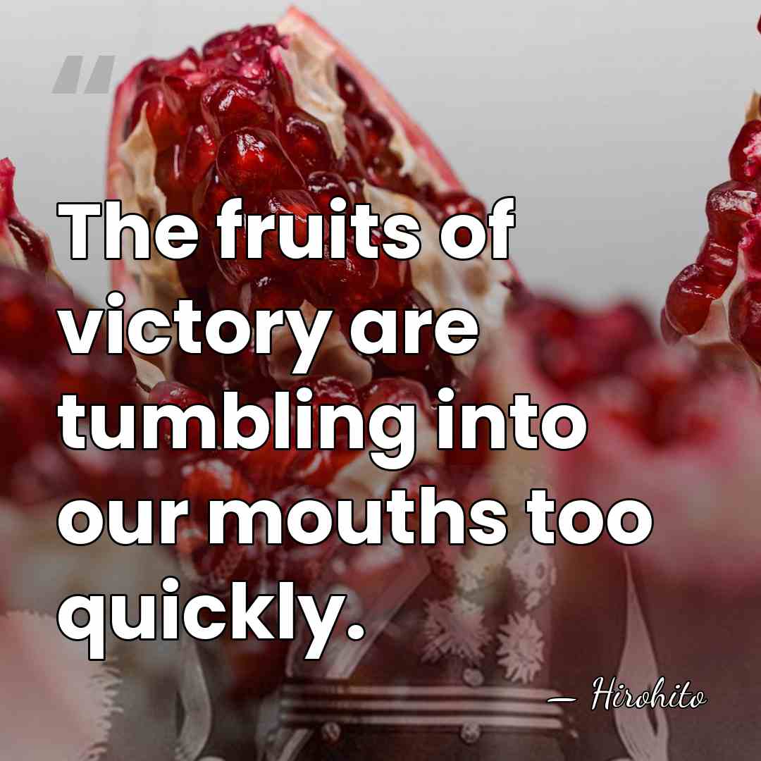 The fruits of victory are tumbling into our mouths too quickly. - Hirohito