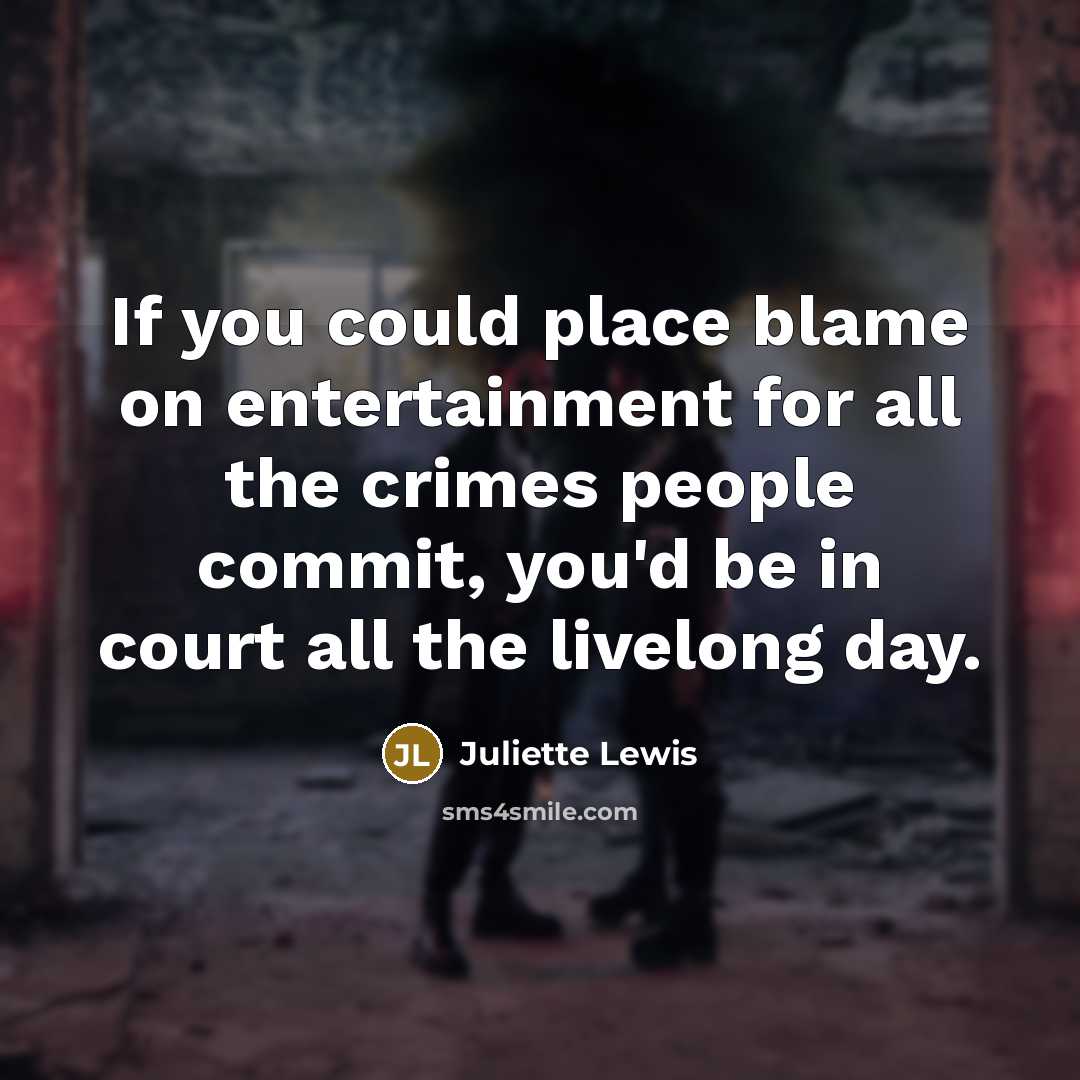 “If you could place blame on entertainment for all the…” quote by Juliette Lewis