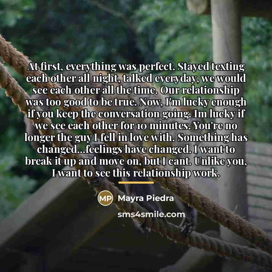 “At first, everything was perfect. Stayed texting each other all…” quote by Mayra Piedra