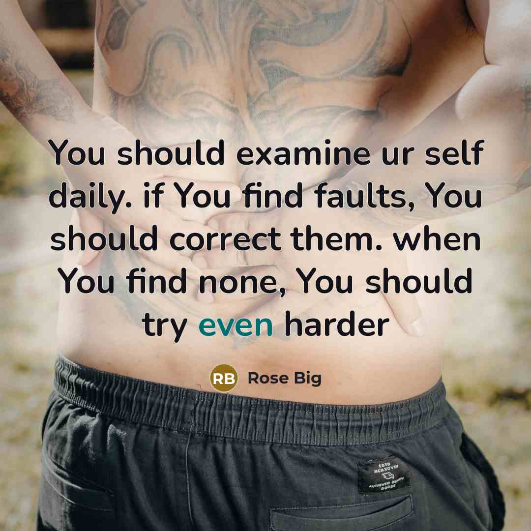 “You should examine ur self daily. if You find faults,…” quote by Rose Big