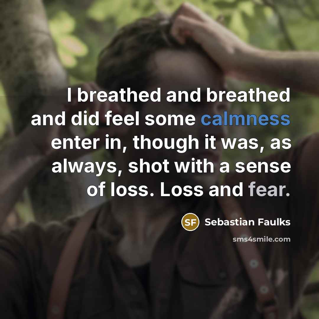 “I breathed and breathed and did feel some calmness enter…” quote by Sebastian Faulks