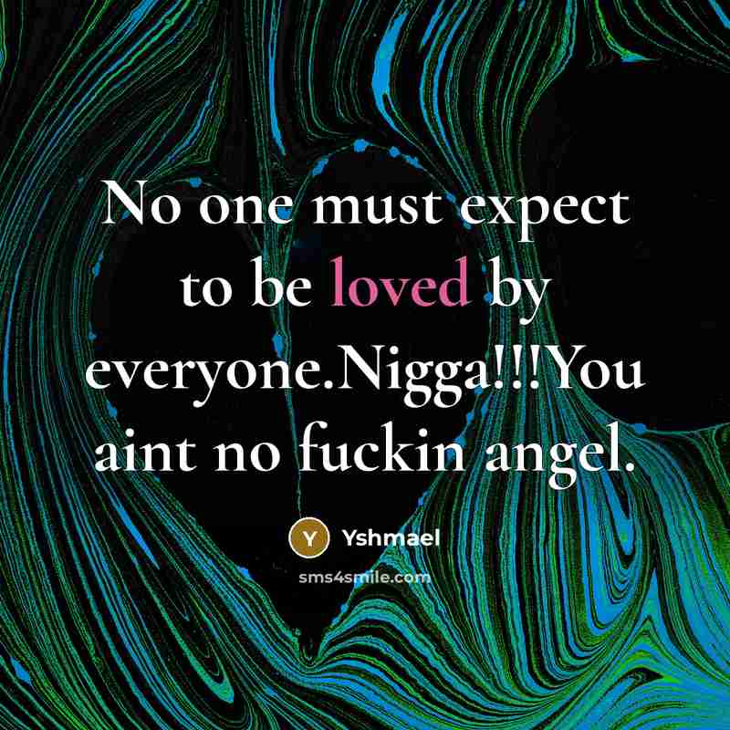 “No one must expect to be loved by everyone.Nigga!!!You aint…” quote by Yshmael