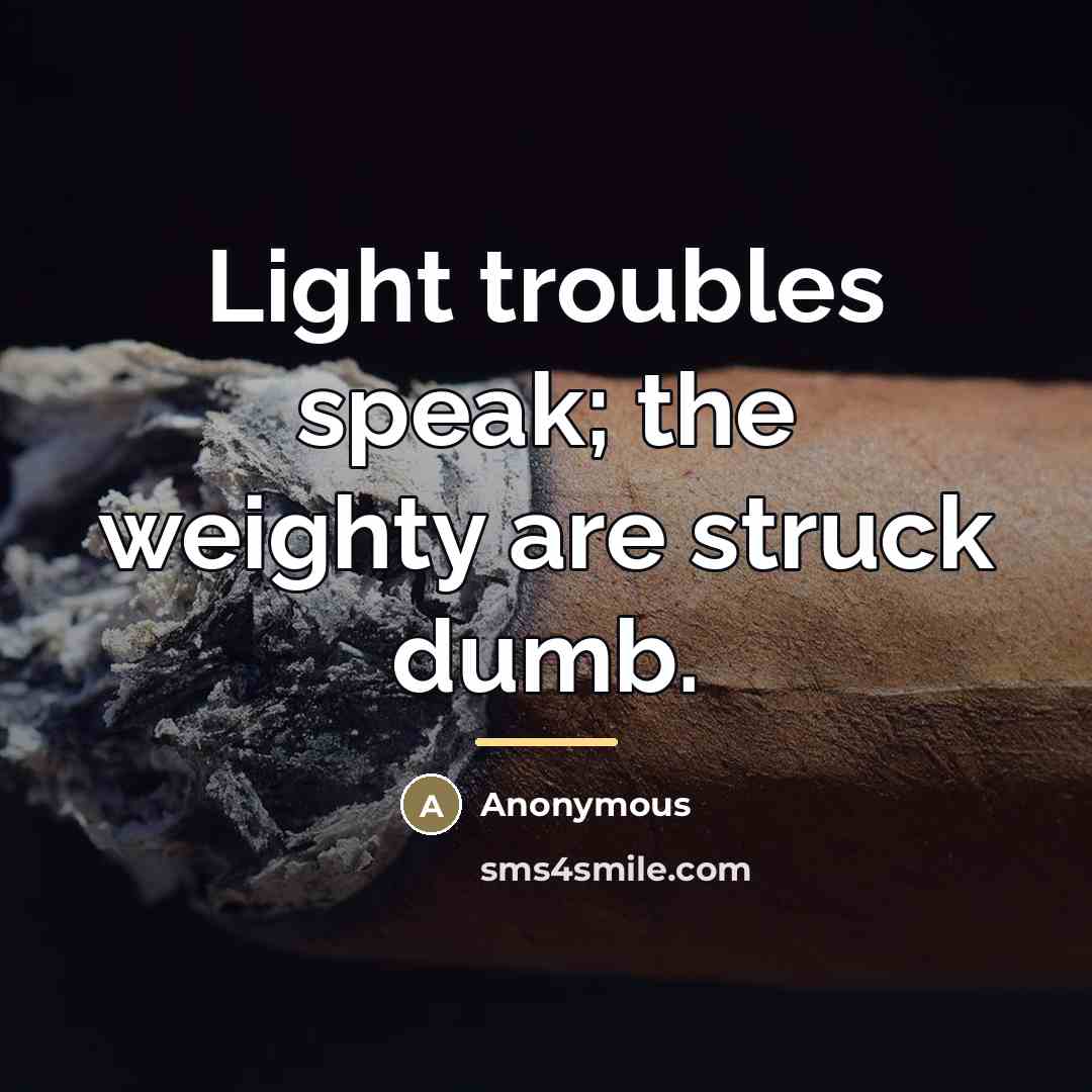 “Light troubles speak; the weighty are struck dumb.…” quote by Anonymous