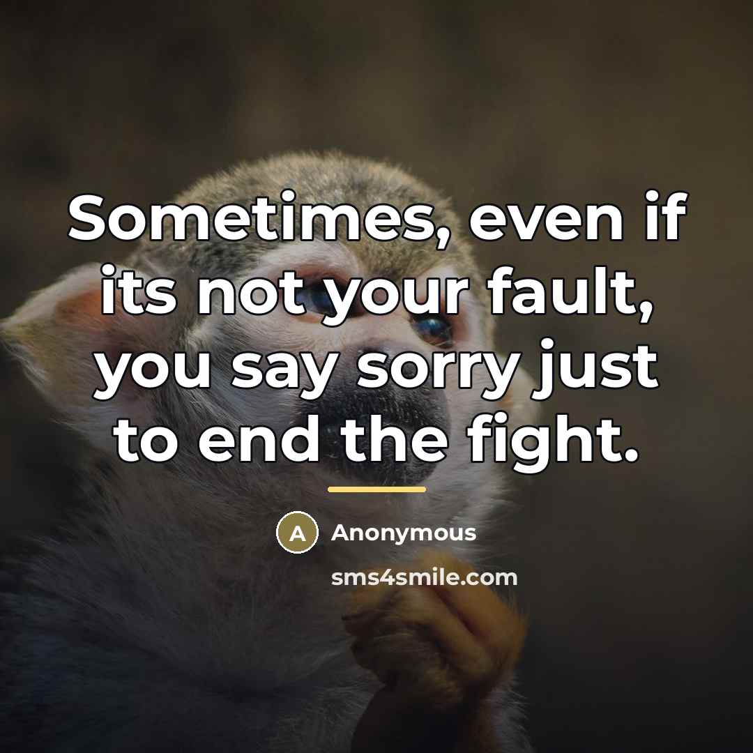 “Sometimes, even if its not your fault, you say sorry…” quote by Anonymous