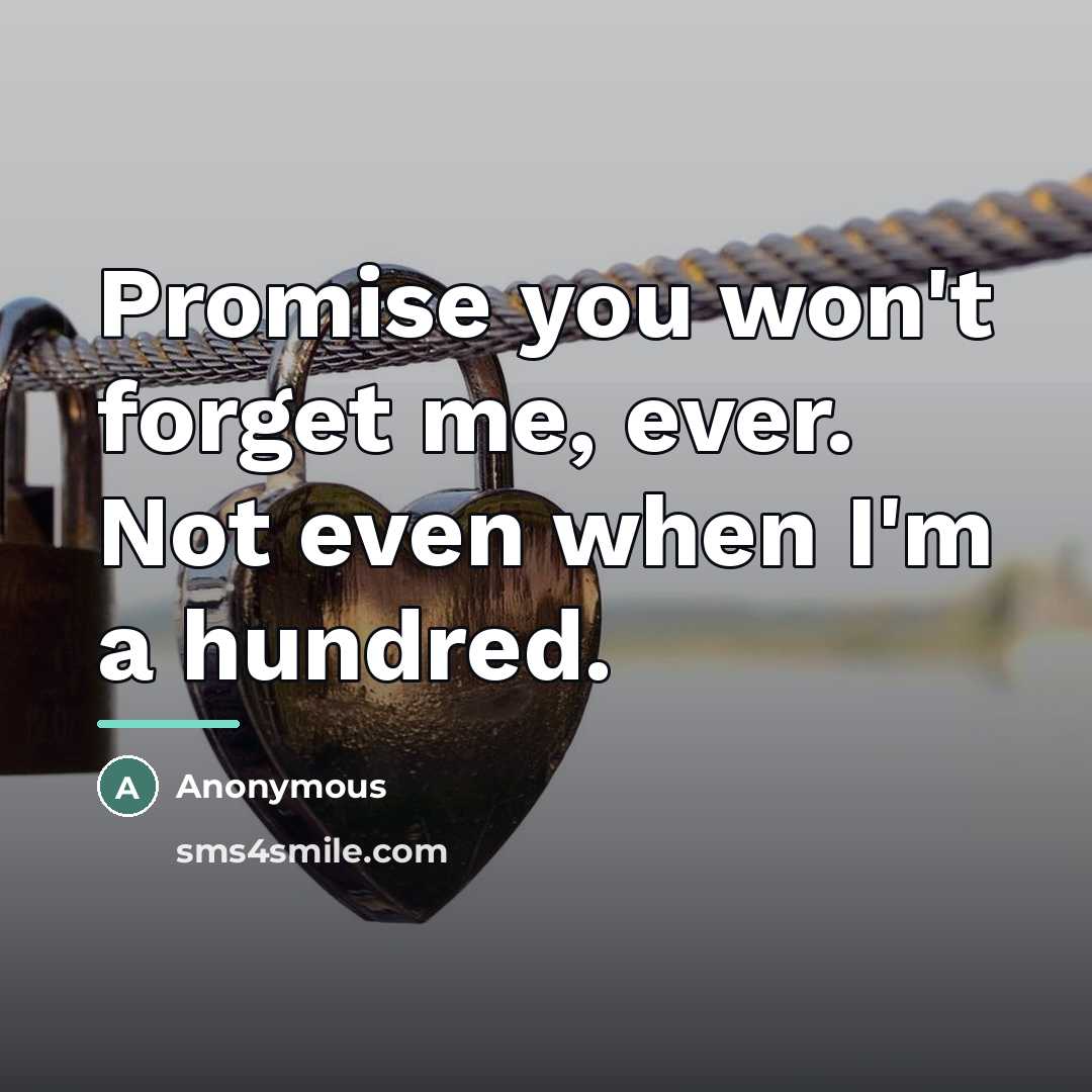 “Promise you won't forget me, ever. Not even when I'm…” quote by Anonymous