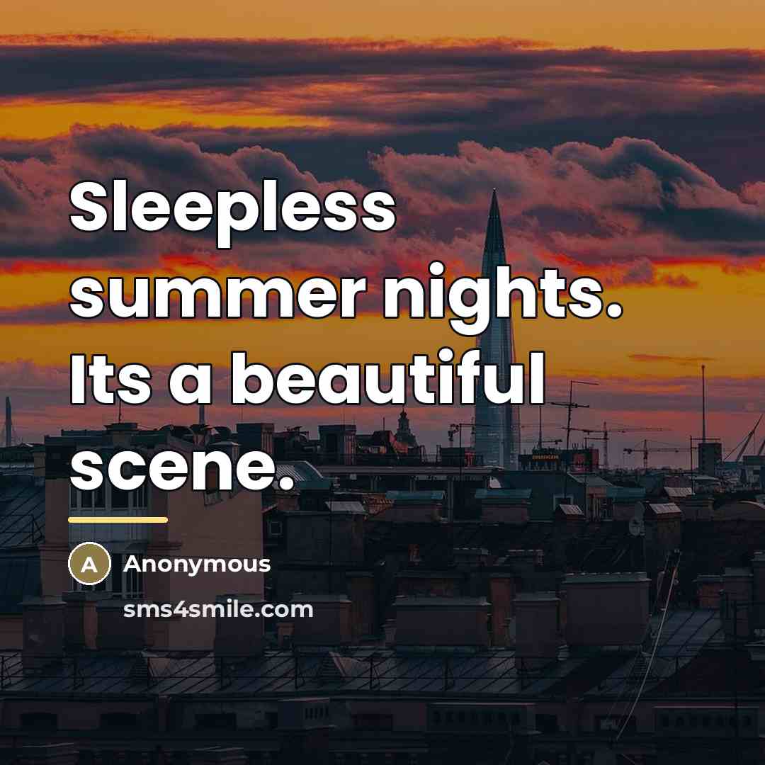 “Sleepless summer nights. Its a beautiful scene.…” quote by Anonymous