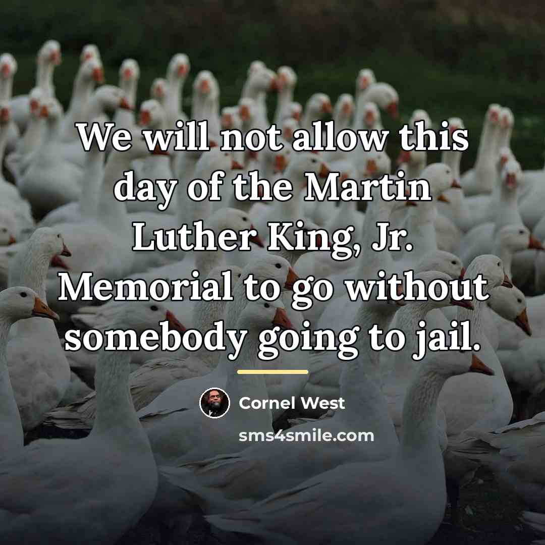 “We will not allow this day of the Martin Luther…” quote by Cornel West