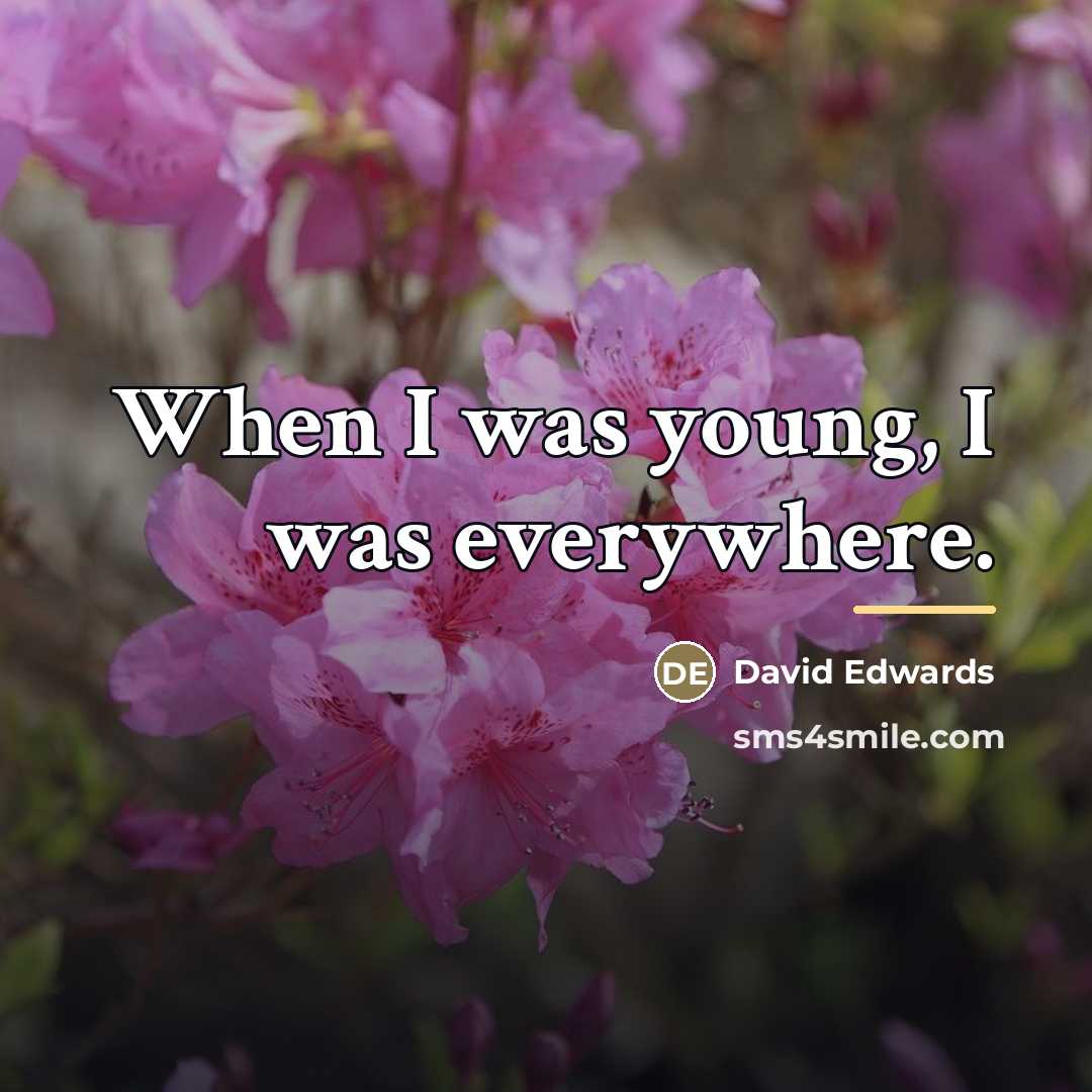 “When I was young, I was everywhere.…” quote by David Edwards