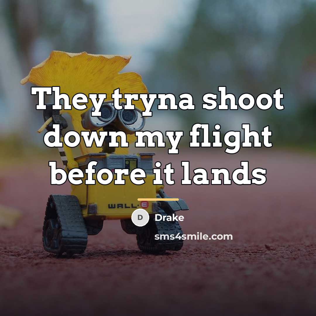 “They tryna shoot down my flight before it lands…” quote by Drake