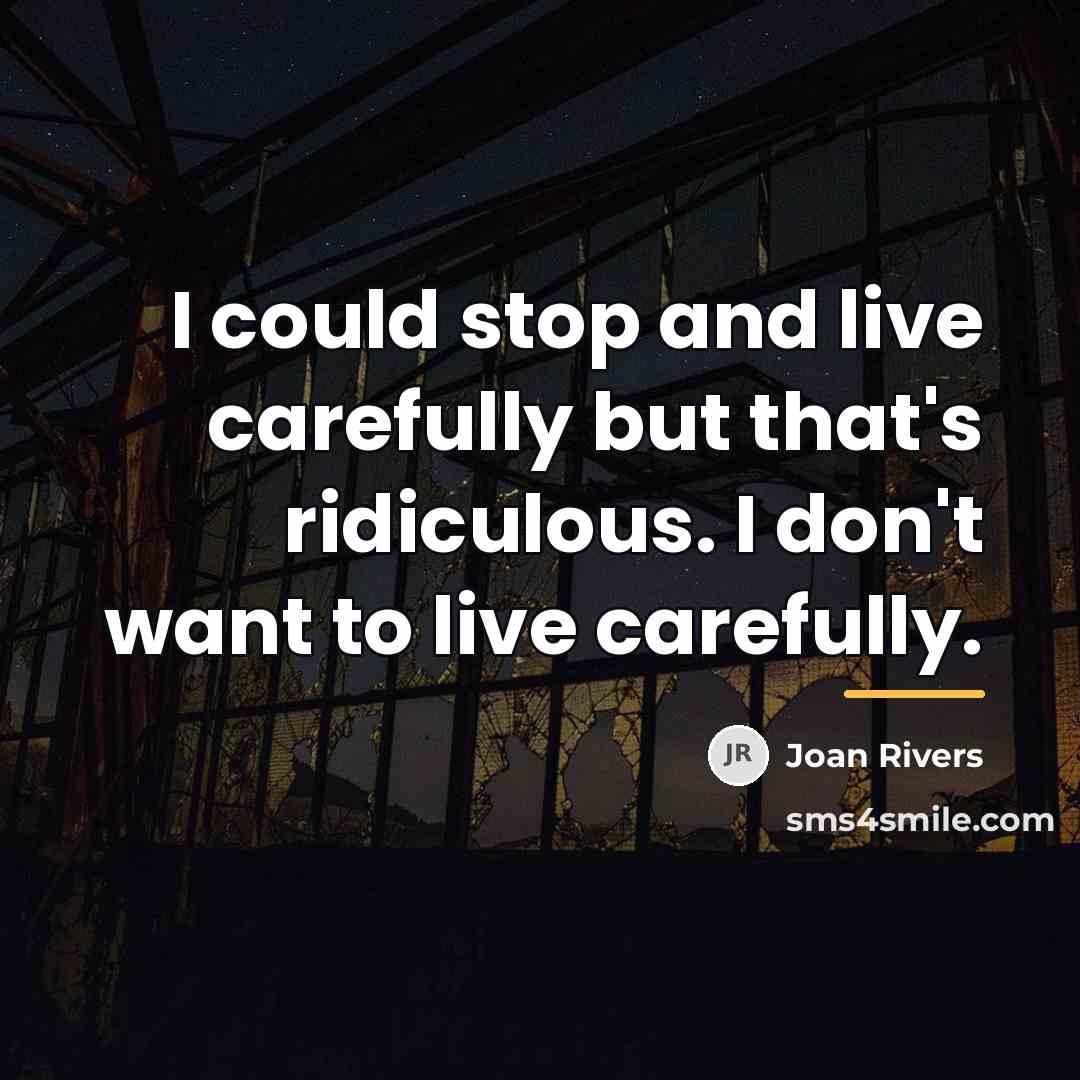 “I could stop and live carefully but that's ridiculous. I…” quote by Joan Rivers
