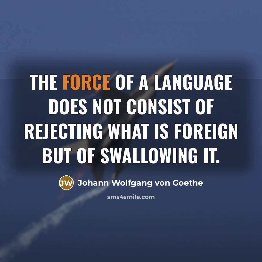 “The force of a language does not consist of rejecting…” quote by Johann Wolfgang von Goethe