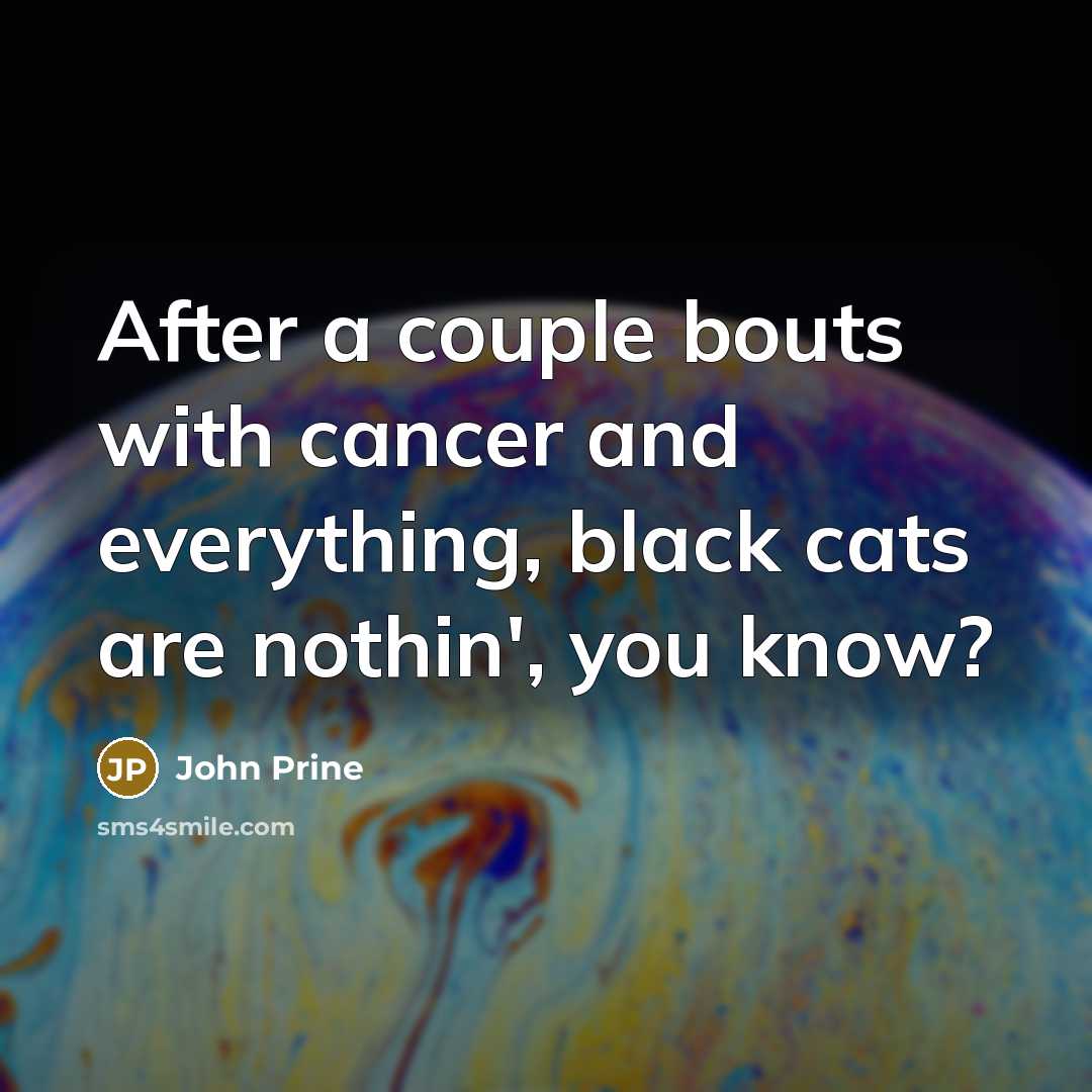 “After a couple bouts with cancer and everything, black cats…” quote by John Prine
