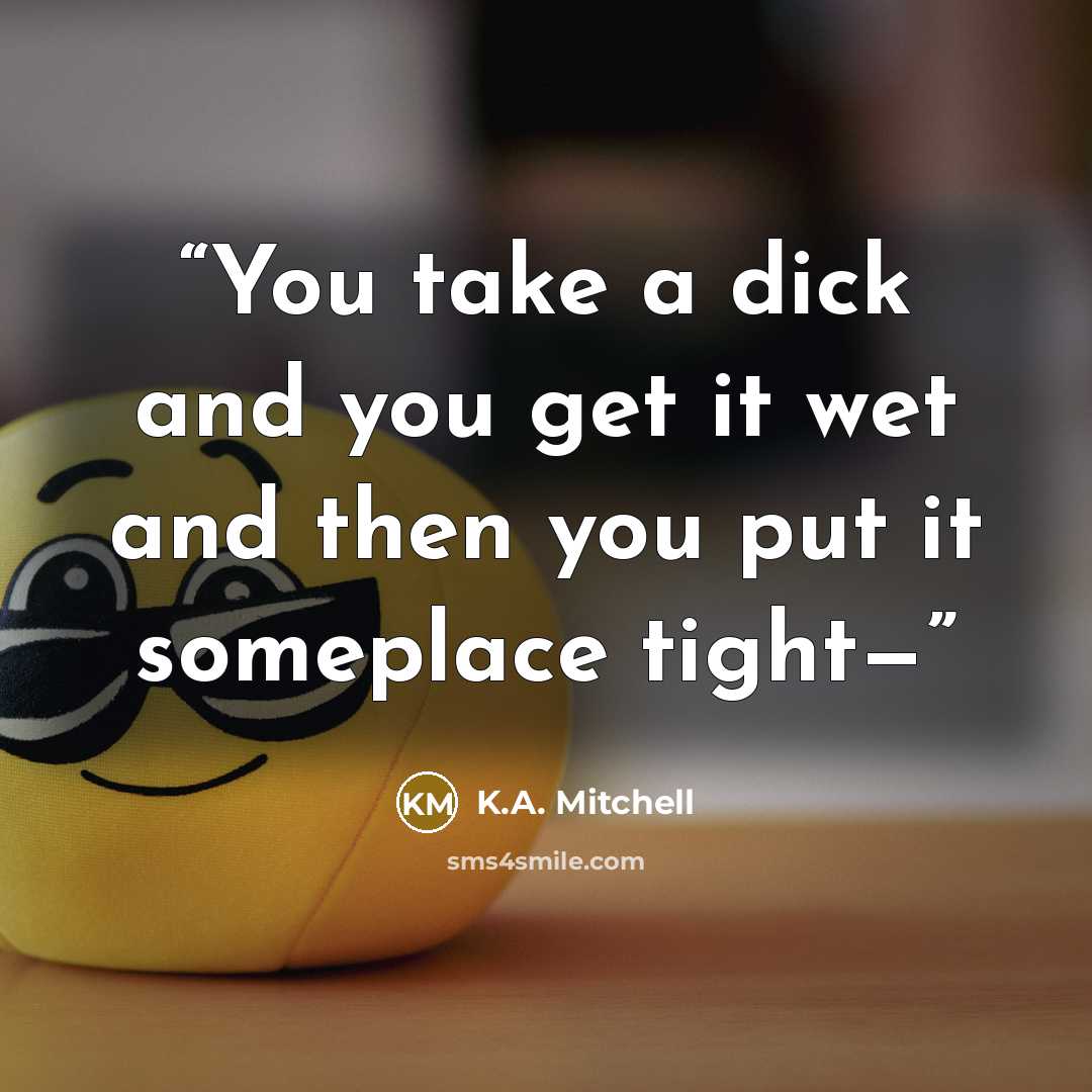 “You take a dick and you get it wet and then you put it someplace tight—” quote by K.A. Mitchell