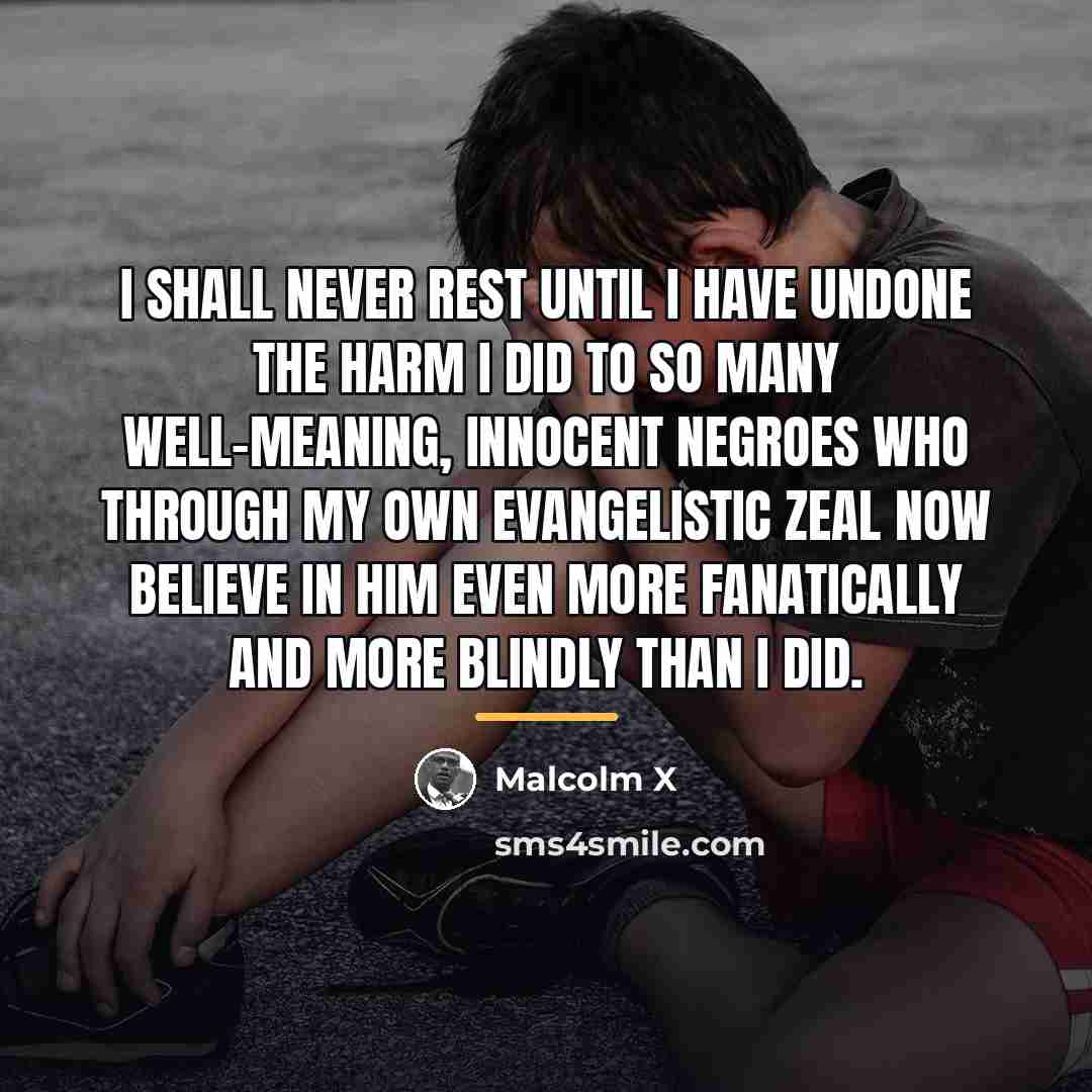 “I shall never rest until I have undone the harm…” quote by Malcolm X