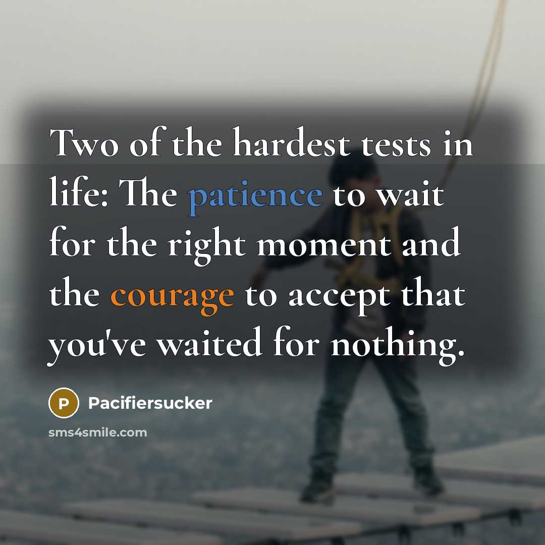 “Two of the hardest tests in life: The patience to…” quote by Pacifiersucker
