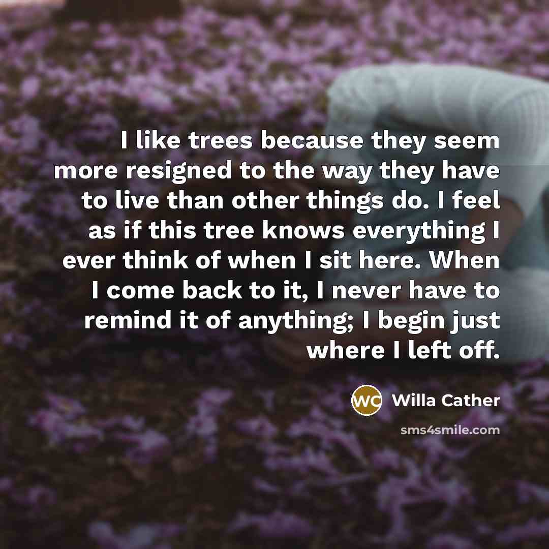 “I like trees because they seem more resigned to the…” quote by Willa Cather