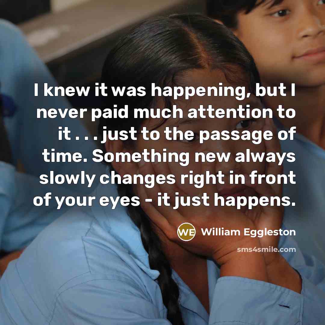 “I knew it was happening, but I never paid much…” quote by William Eggleston