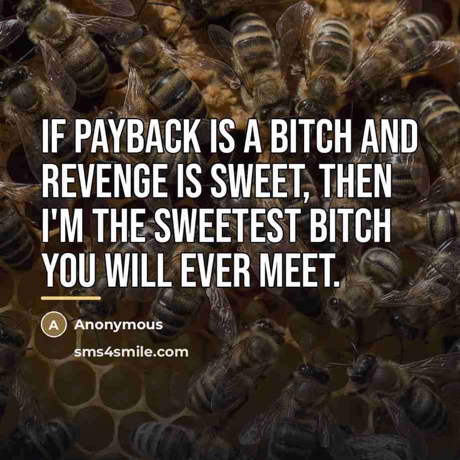 “If payback is a bitch and revenge is sweet, then…” quote by Anonymous