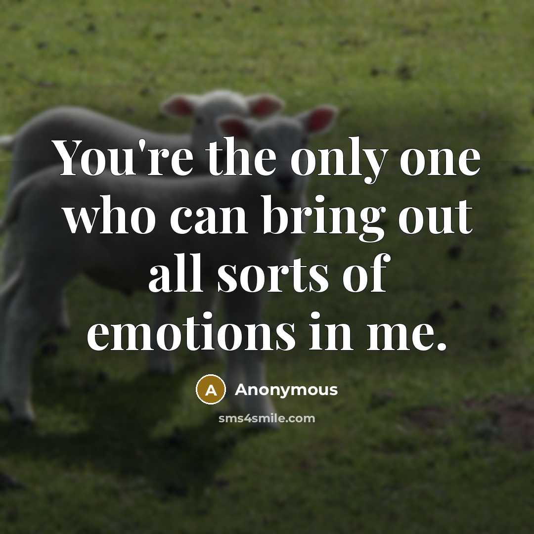 “You're the only one who can bring out all sorts of emotions in me.” quote by Anonymous