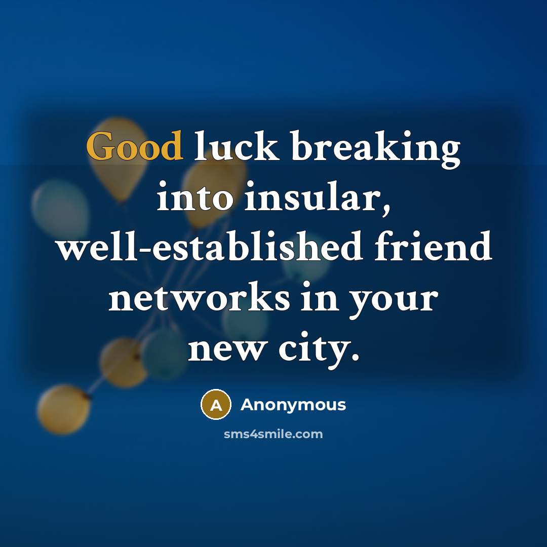 “Good luck breaking into insular, well-established friend networks in your…” quote by Anonymous