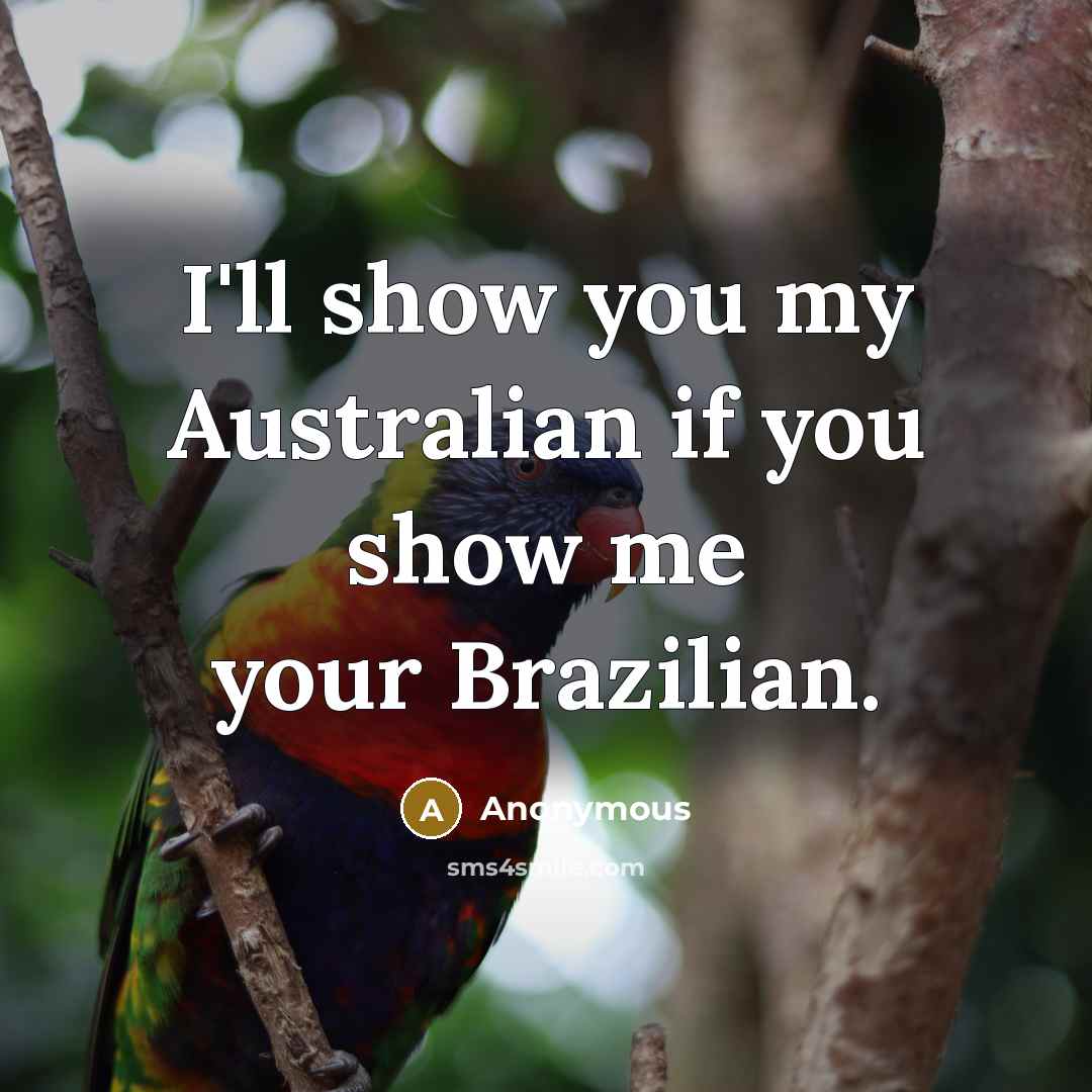 “I'll show you my Australian if you show me your Brazilian.” quote by Anonymous