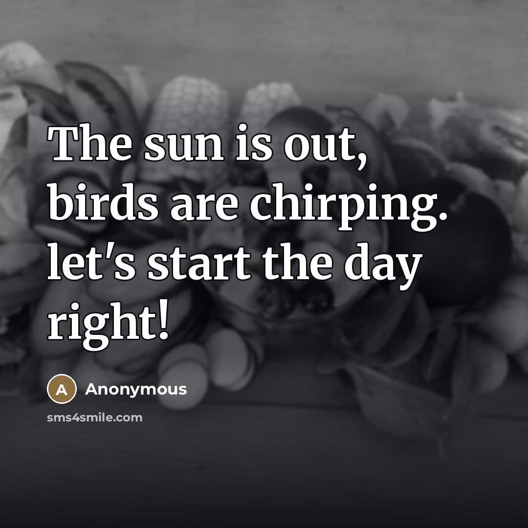“The sun is out, birds are chirping. let's start the…” quote by Anonymous