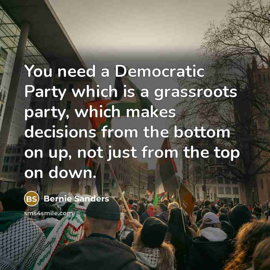 “You need a Democratic Party which is a grassroots party,…” quote by Bernie Sanders