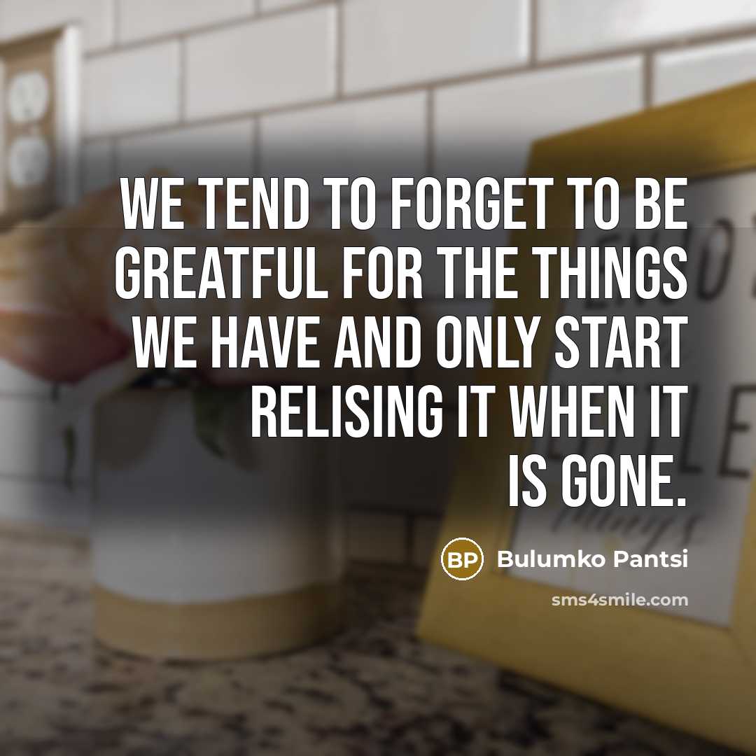 “We tend to forget to be greatful for the things…” quote by Bulumko Pantsi