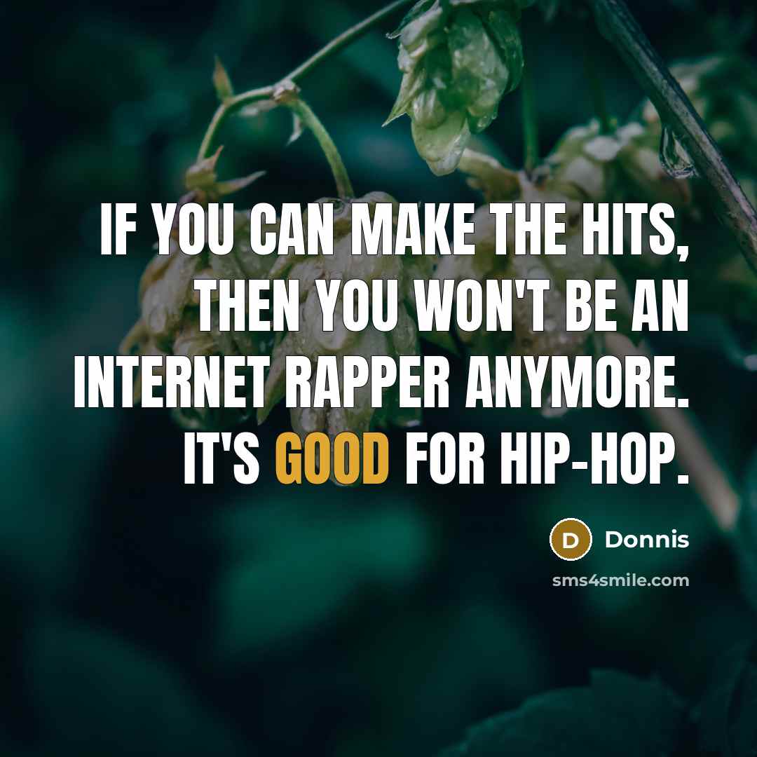 “If you can make the hits, then you won't be…” quote by Donnis