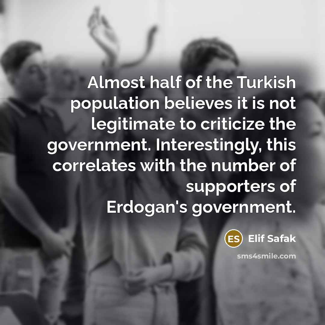 “Almost half of the Turkish population believes it is not…” quote by Elif Safak