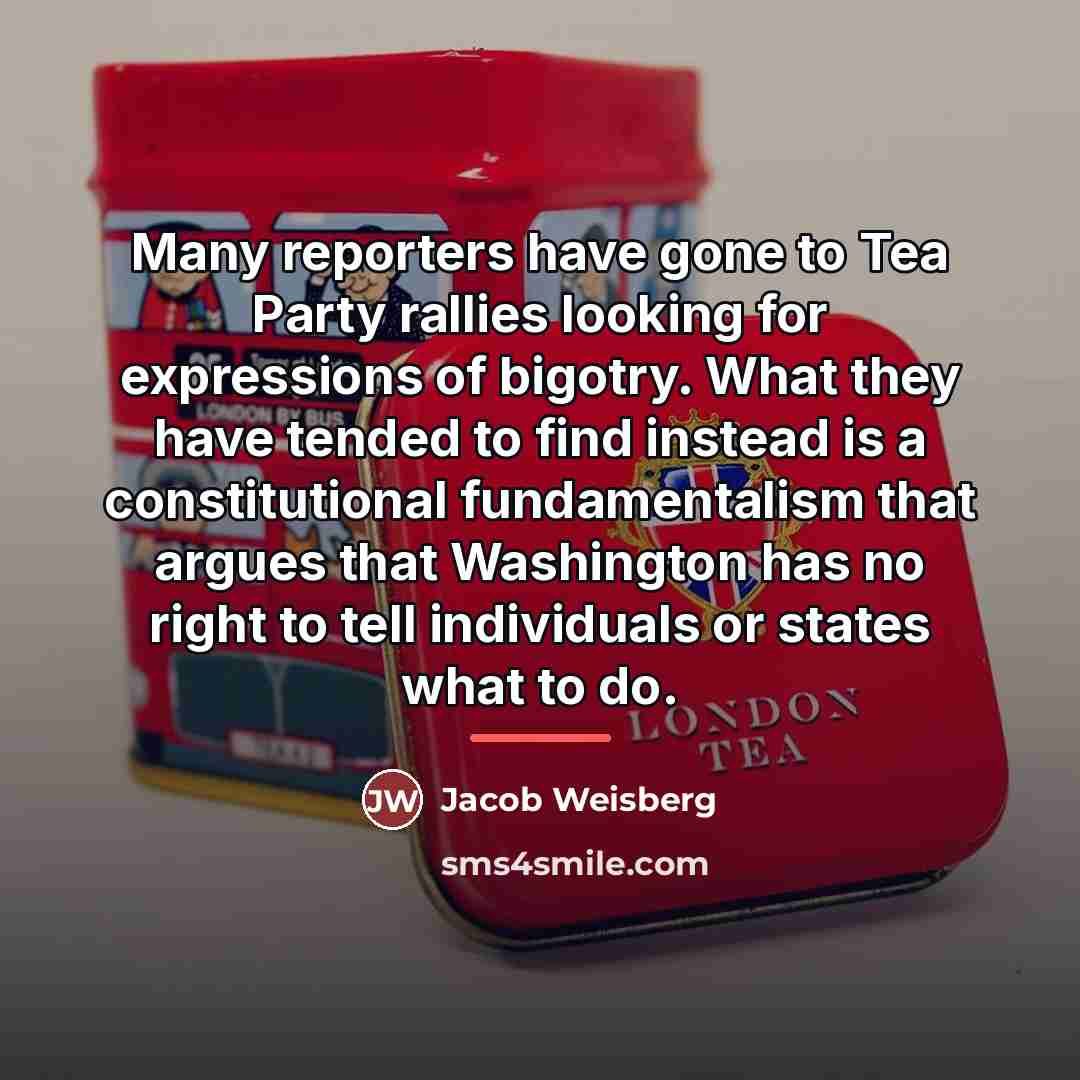 “Many reporters have gone to Tea Party rallies looking for…” quote by Jacob Weisberg