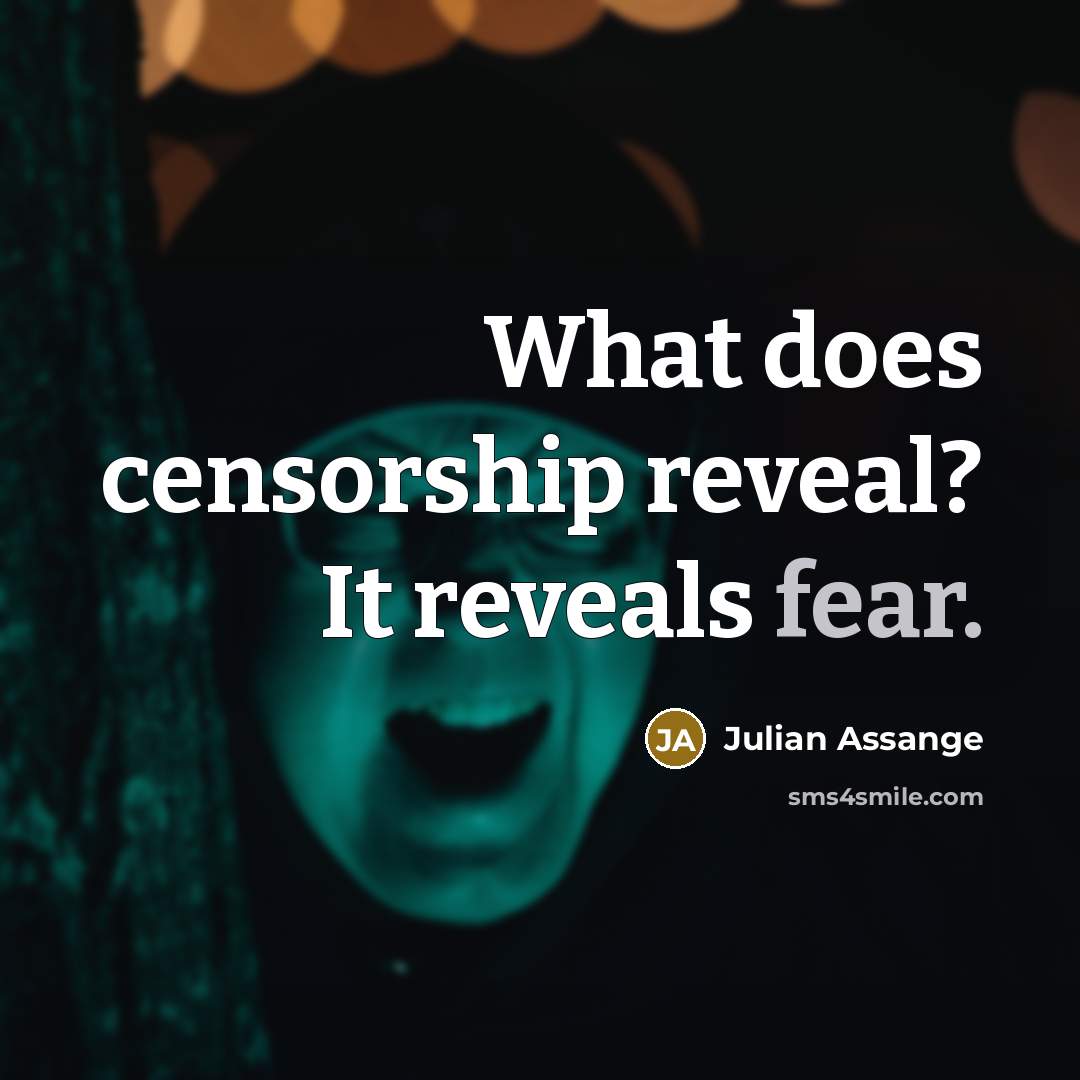 “What does censorship reveal? It reveals fear.…” quote by Julian Assange