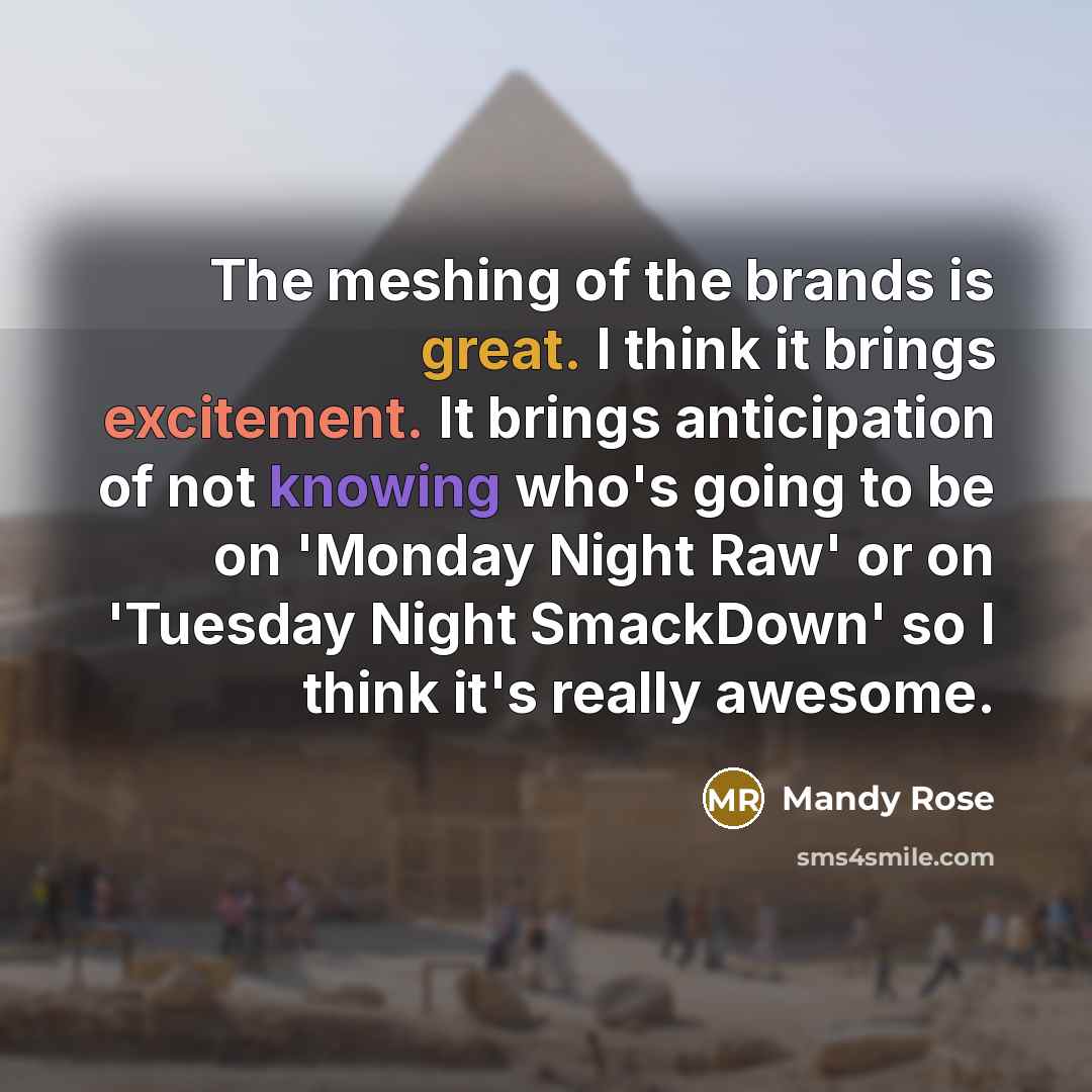 “The meshing of the brands is great. I think it…” quote by Mandy Rose