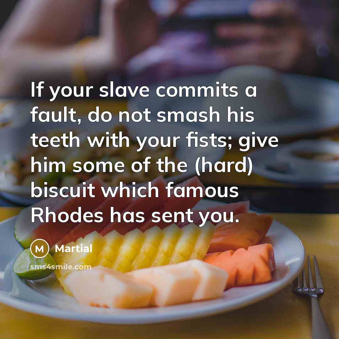 “If your slave commits a fault, do not smash his…” quote by Martial