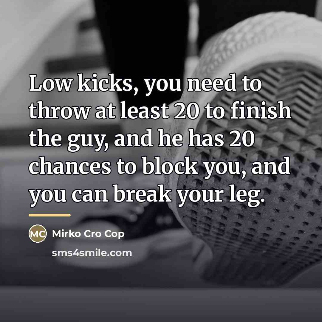 “Low kicks, you need to throw at least 20 to…” quote by Mirko Cro Cop