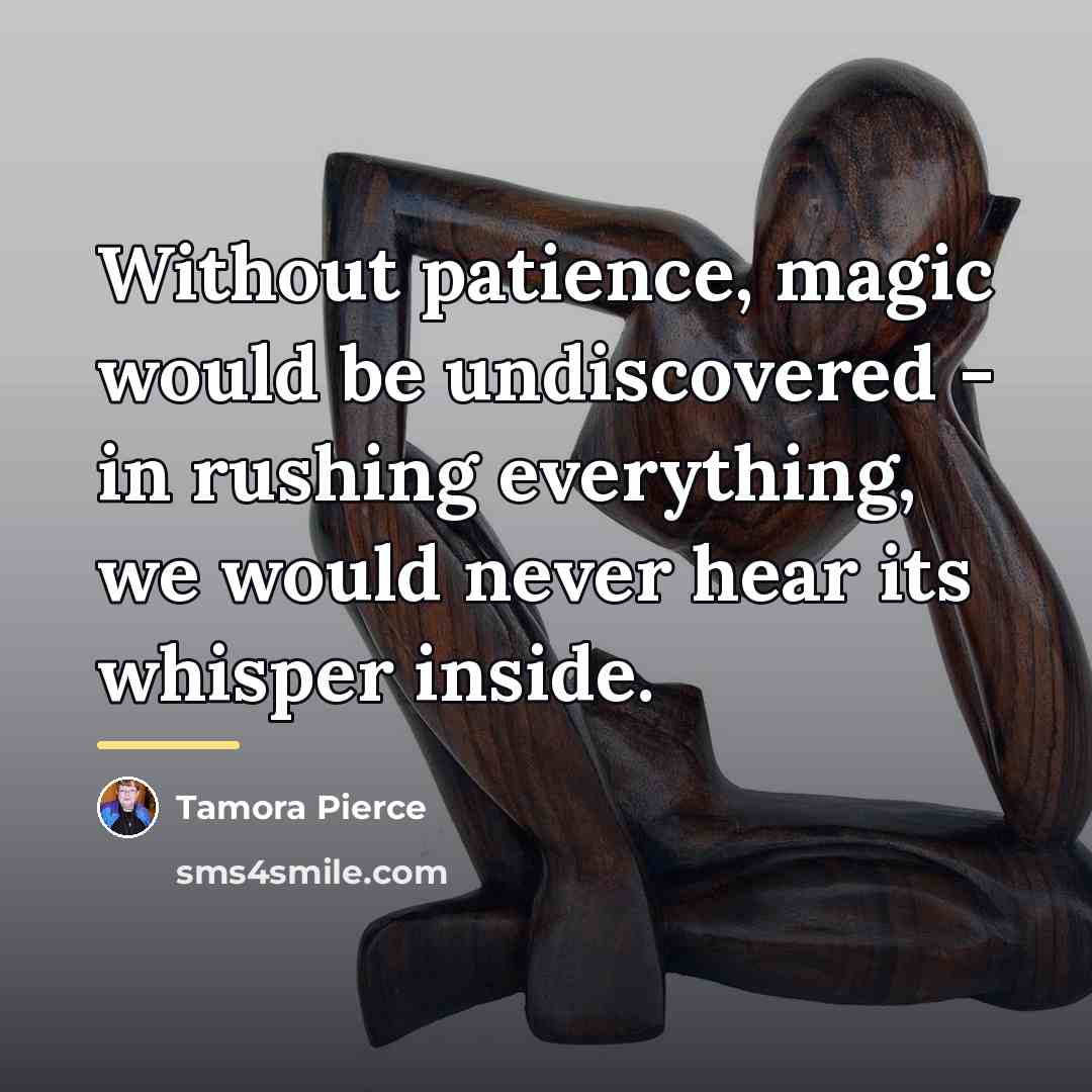 “Without patience, magic would be undiscovered - in rushing everything,…” quote by Tamora Pierce