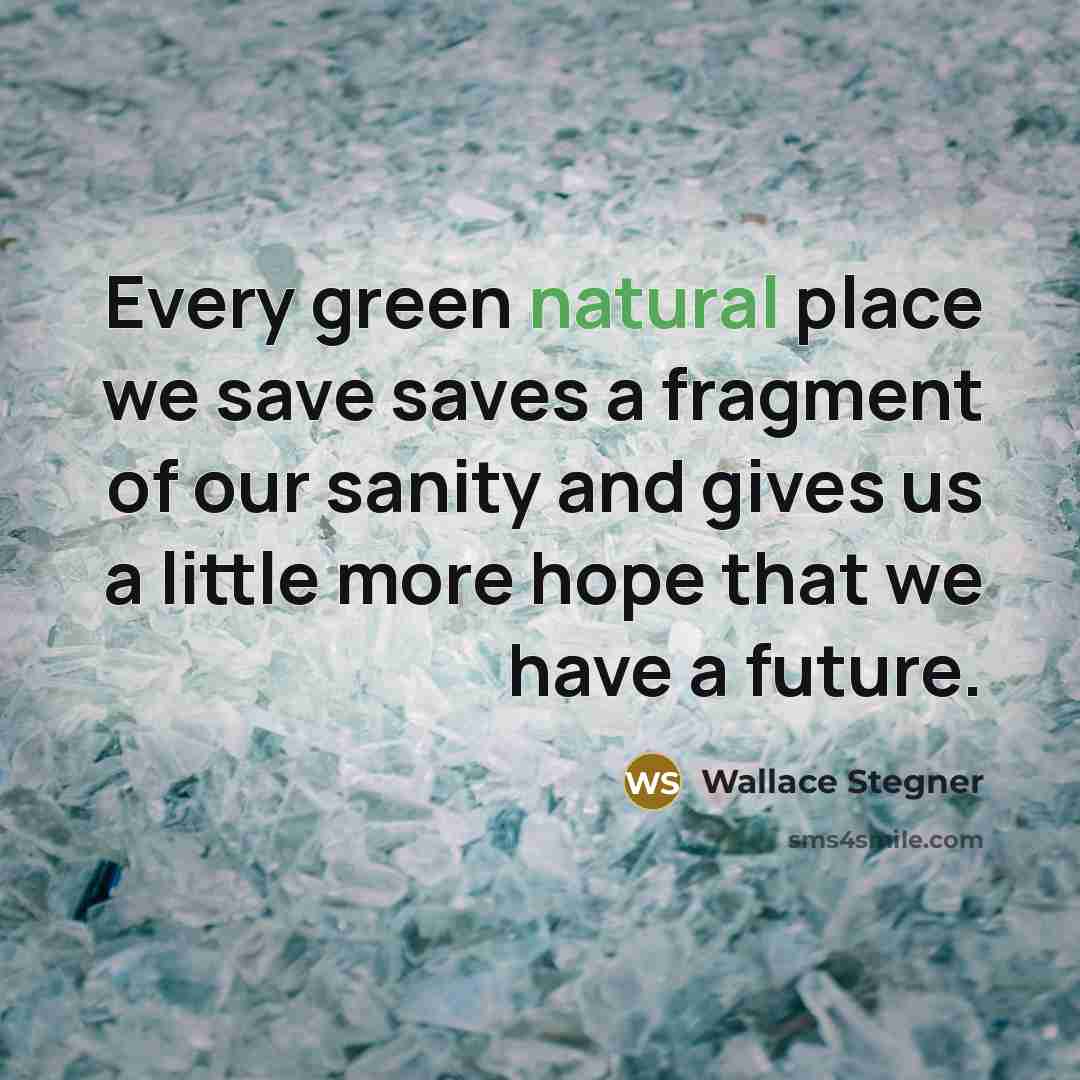 “Every green natural place we save saves a fragment of…” quote by Wallace Stegner