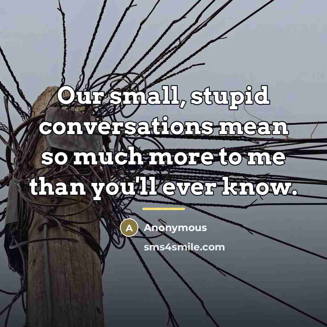 “Our small, stupid conversations mean so much more to me…” quote by Anonymous