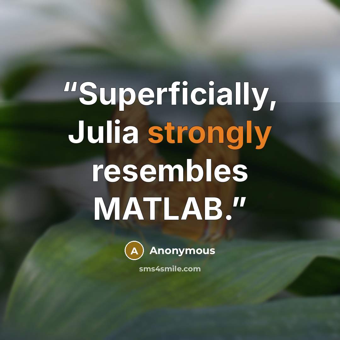 “Superficially, Julia strongly resembles MATLAB.” quote by Anonymous