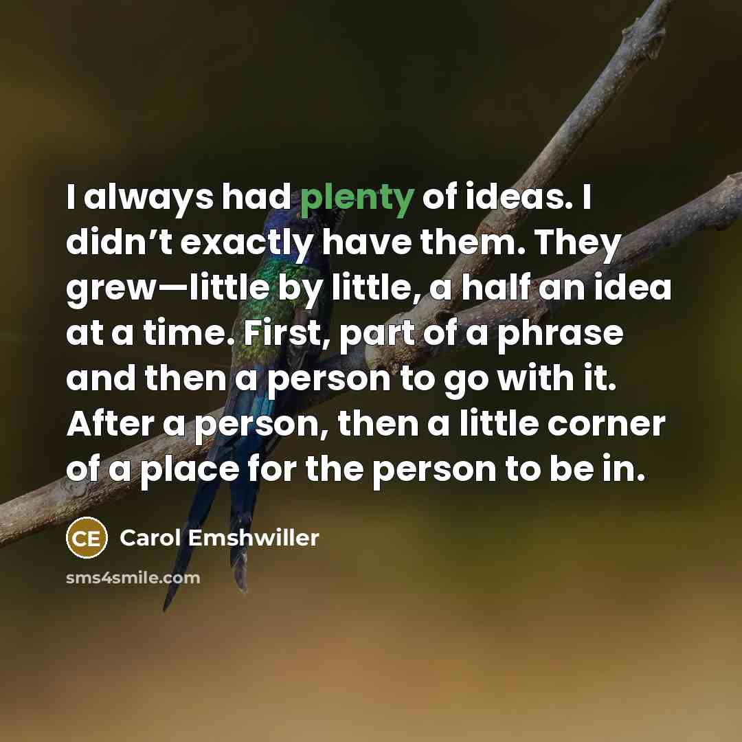 “I always had plenty of ideas. I didn’t exactly have…” quote by Carol Emshwiller