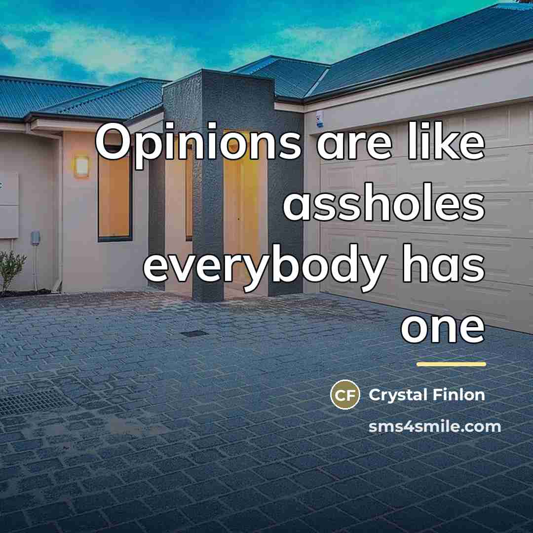 “Opinions are like assholes everybody has one…” quote by Crystal Finlon