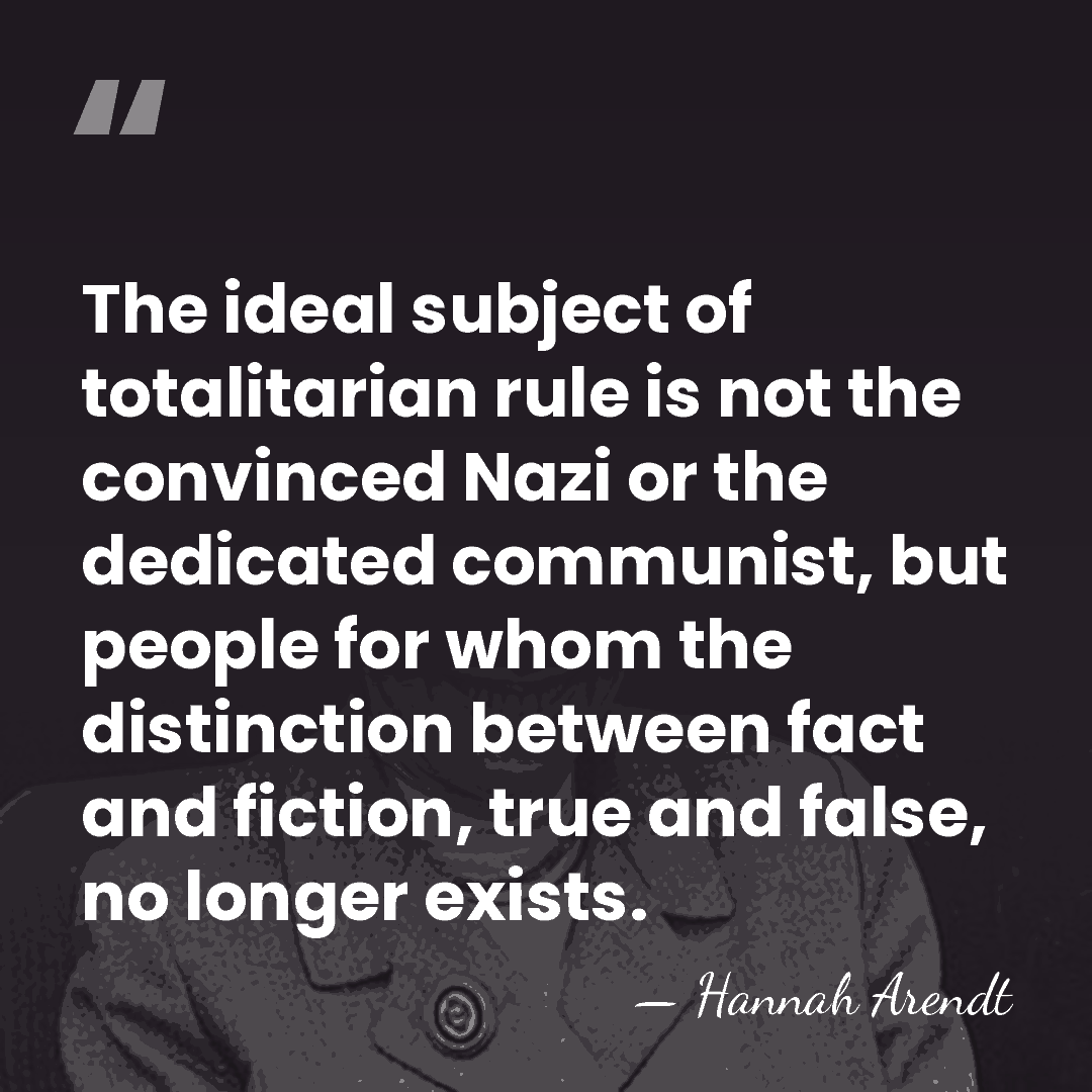 The ideal subject of totalitarian rule is not the convinced Nazi or&hellip; - Hannah Arendt