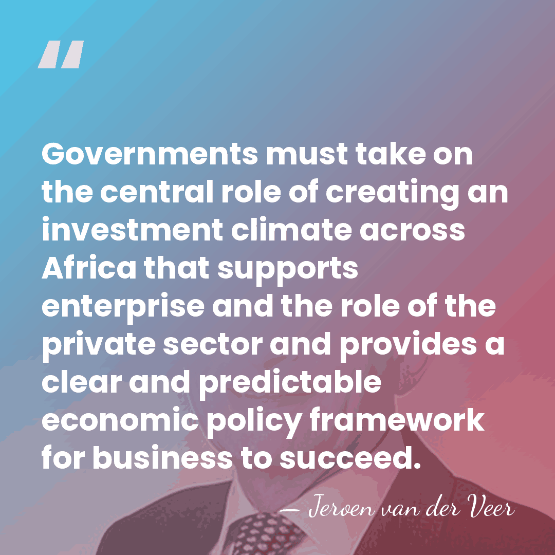 Governments must take on the central role of creating an investment climate&hellip; - Jeroen van der Veer