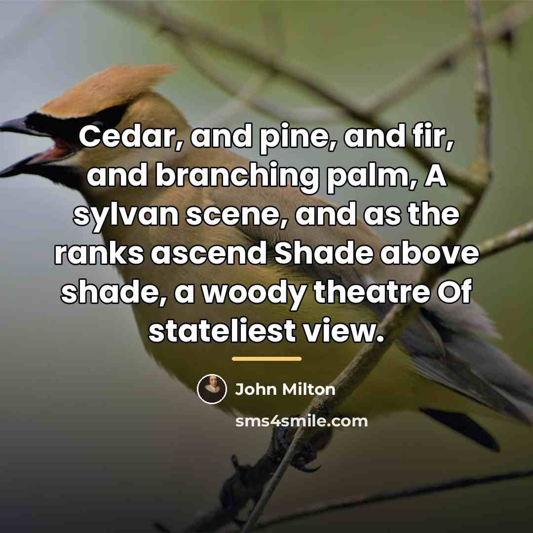 “Cedar, and pine, and fir, and branching palm, A sylvan…” quote by John Milton