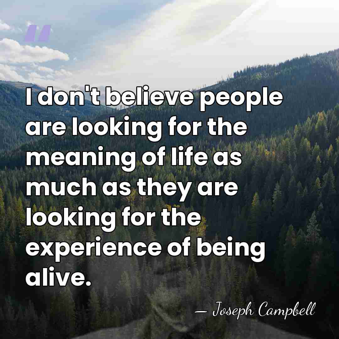 I don't believe people are looking for the meaning of life as&hellip; - Joseph Campbell