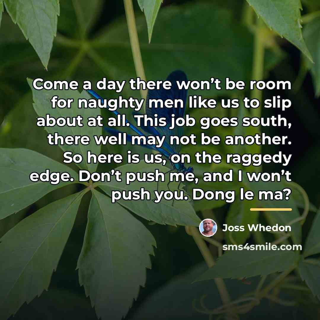“Come a day there won’t be room for naughty men…” quote by Joss Whedon