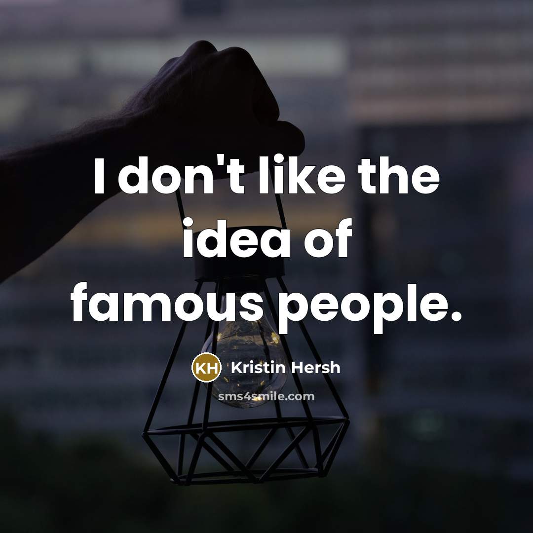 “I don't like the idea of famous people.…” quote by Kristin Hersh